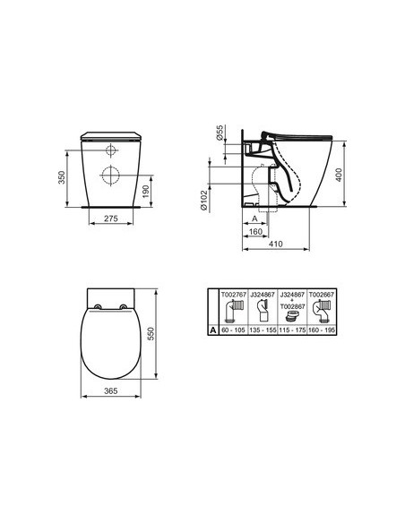 IDEAL STANDARD Connect vaso filomuro con copriwater slim