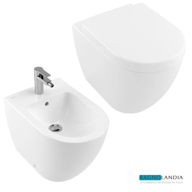 VILLEROY & BOCH Subway 2.0 set con Wc a terra + Bidet + Copriwater