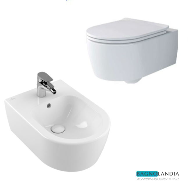 VILLEROY & BOCH Avento Wc sospeso + Bidet + Sedile SoftClose