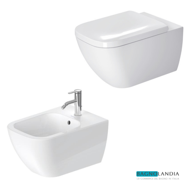 DURAVIT Happy D.2 pacchetto Wc sospeso + Bidet + Sedile soft close